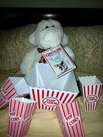 Movie night fun at Barbara Viteri's house includes buckets of flavored popcorn.