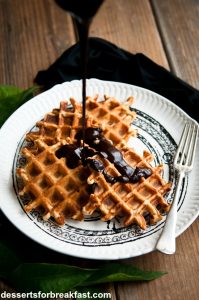 ultimate breakfast waffle with chocolate sauce