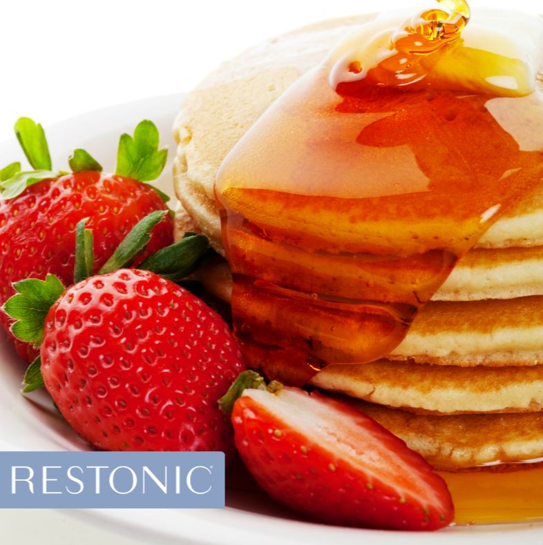 Strawberries and cream buttermilk pancakes.