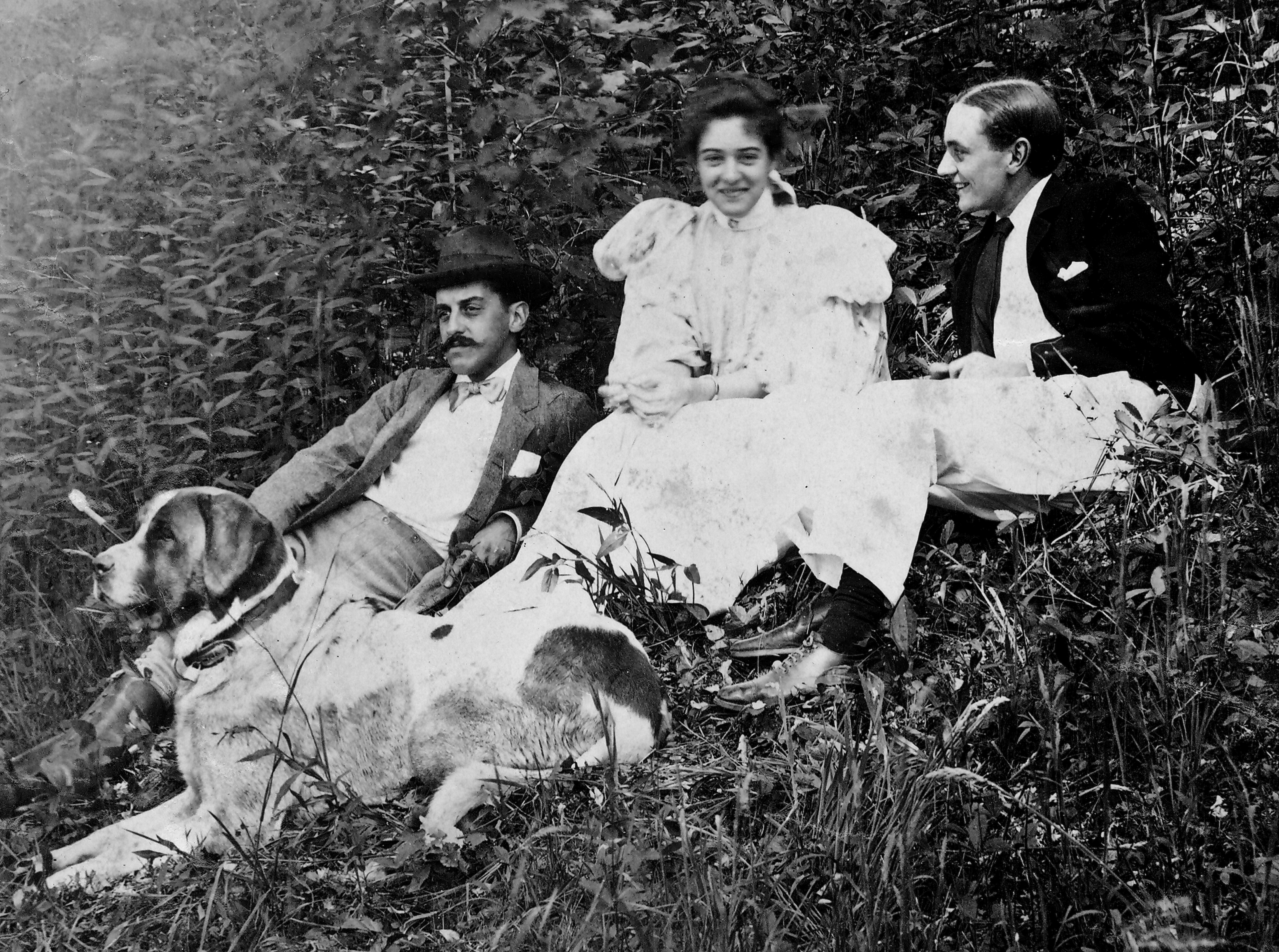 George Vanderbilt with Adele and Jay Burden and Cedric, the dog. June 1896.