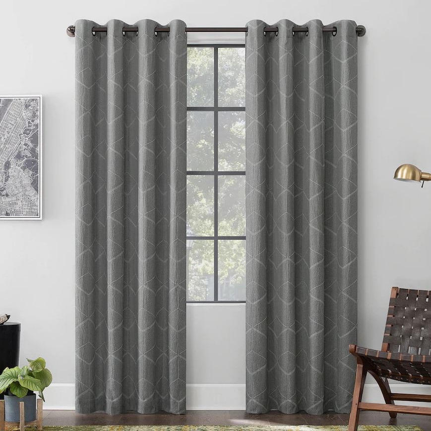 Elkay Total Blackout Geometric Grommet Window Curtain