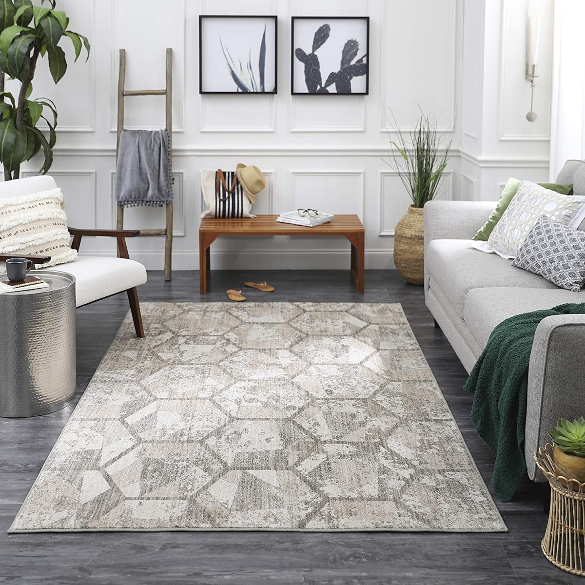 Scott Living Geometric Collage Oyster Area Rug